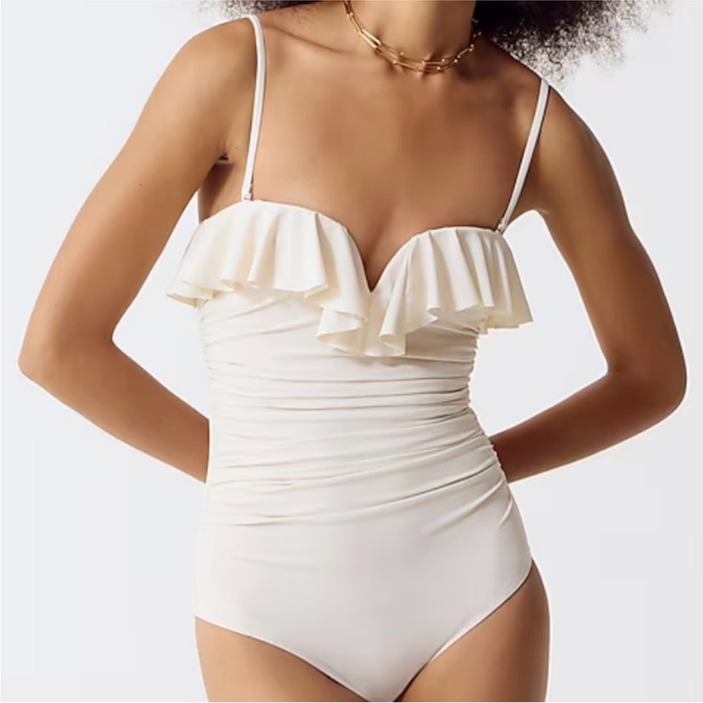 Ruffled One-Piece Swimsuit in natural